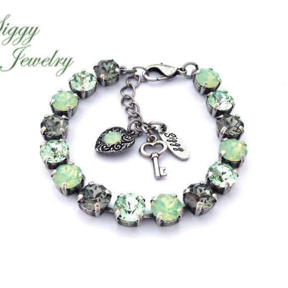 Swarovski 3-Piece Jewelry Set, Mint Green and Gray - Picture 7 of 8